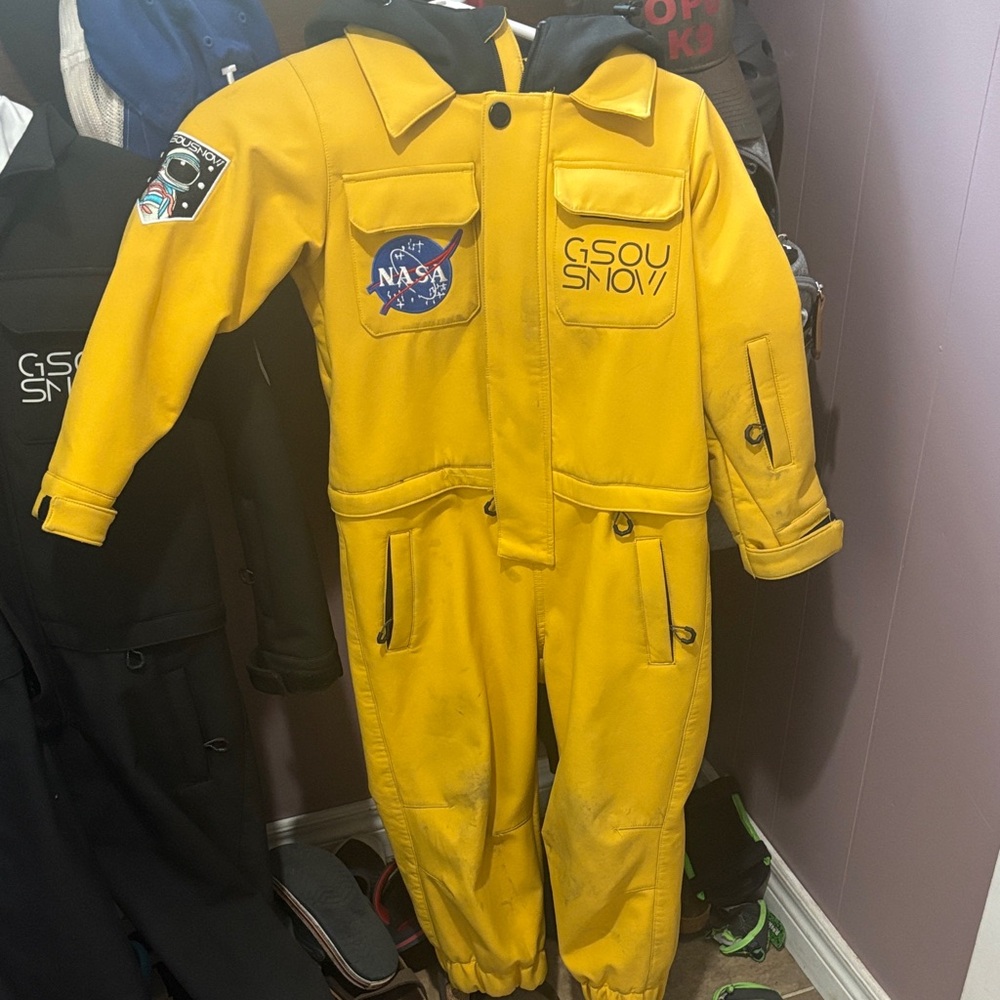 GSOU SNOW Kids Yellow Raincoat with NASA Patch